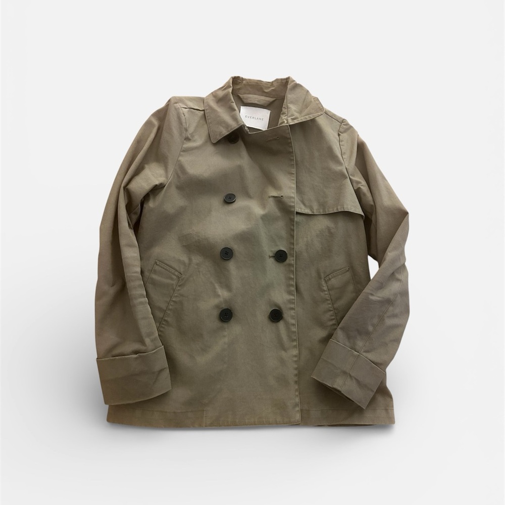 Everlane women’s short trench coat sage green M